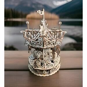 Mechanical UGEARS wooden 3D puzzle Model Carousel Construction Set Put Together